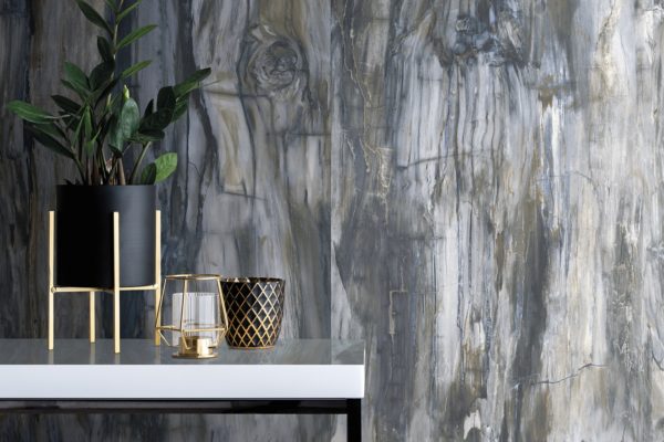 Painted Desert 24x48 Polished Porcelain Tile in Blue accent wall