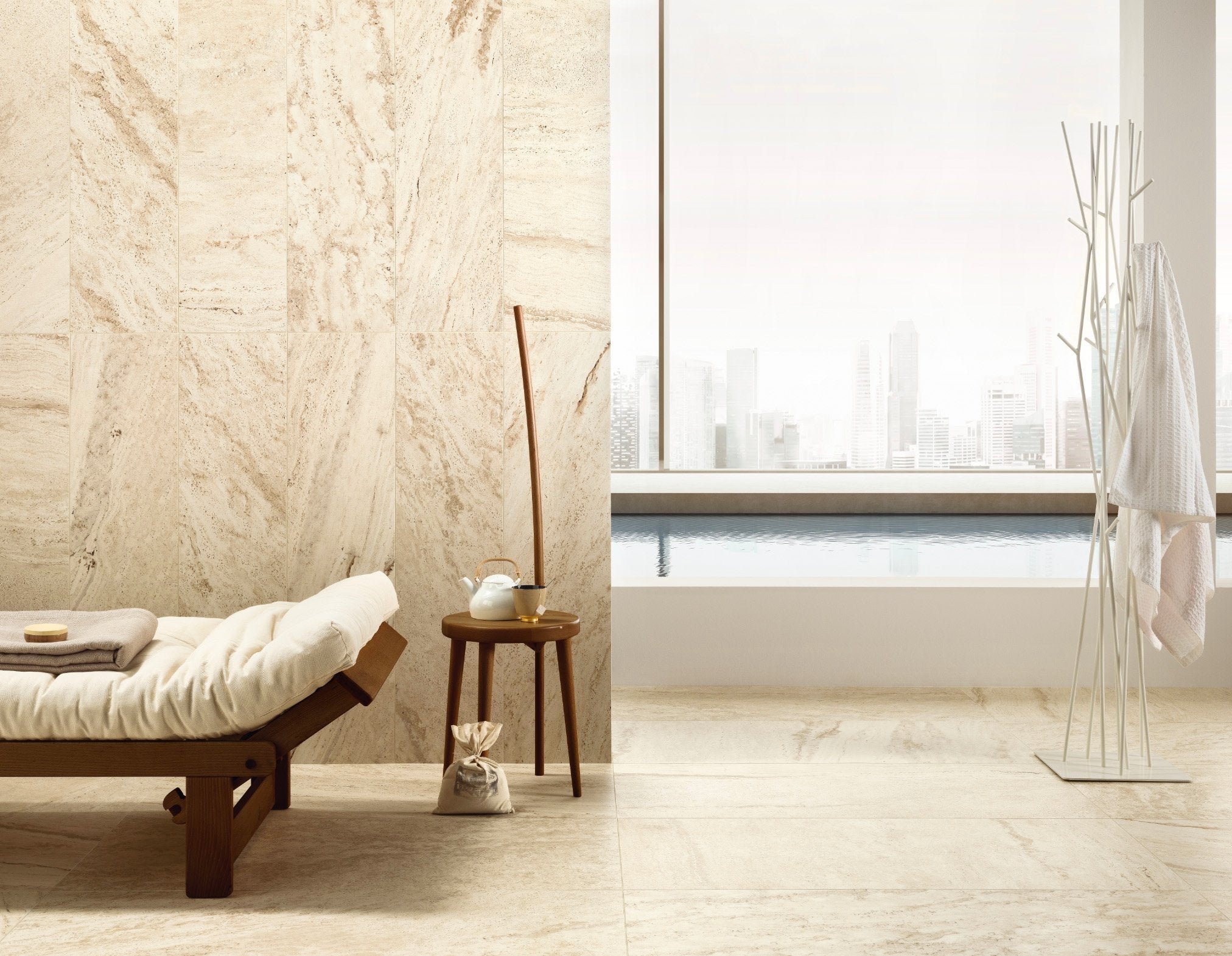 Travertine Tile Living Room