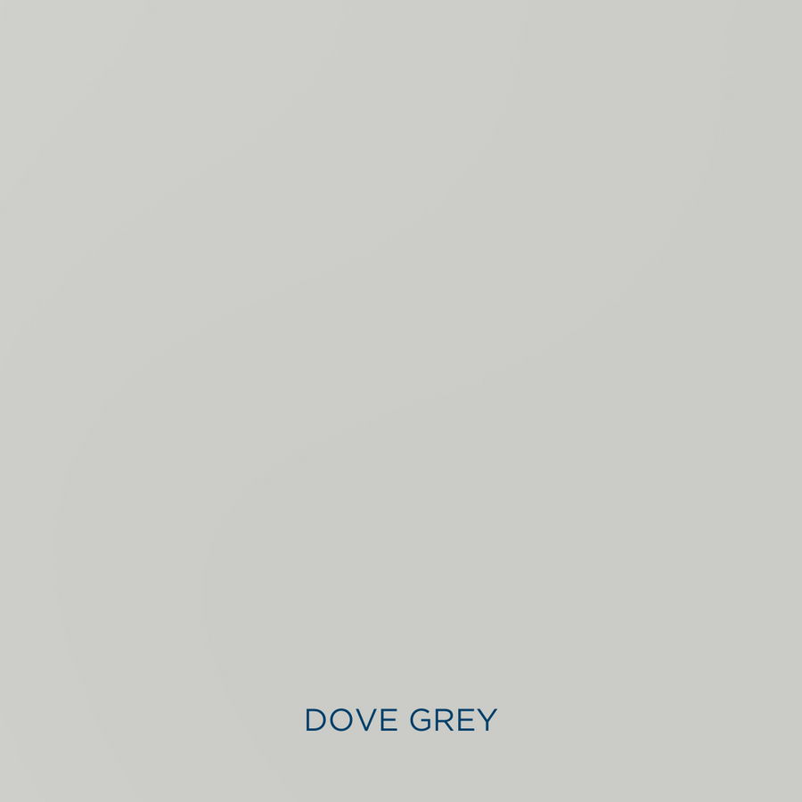 A pale grey background with subtle wavy lines and the words DOVE GREY written in blue capital letters at the bottom center.