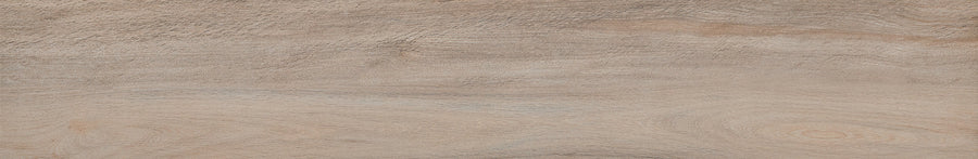 The Hearth Oak Rectified 8" x 48" Subway Tile in Sunrise features light brown tones with natural grain patterns, offering the rustic elegance of oak and the realistic texture of porcelain wood-look tile for an authentic appearance.