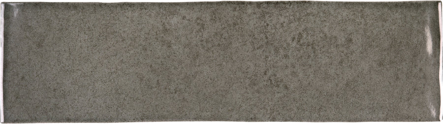 A 3" x 10" Radiance glossy subway tile in Truffle, shown from above against a white background—ideal for pairing with accent walls or modern floors in contemporary spaces.