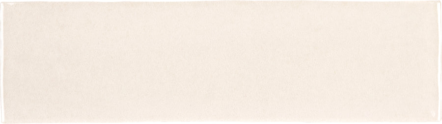 A rectangular, plain off-white “Radiance 3" x 10" Glossy Subway Tile” in Winter color features a simple, minimal design and glossy surface—perfect for pairing with accent walls or modern decor.