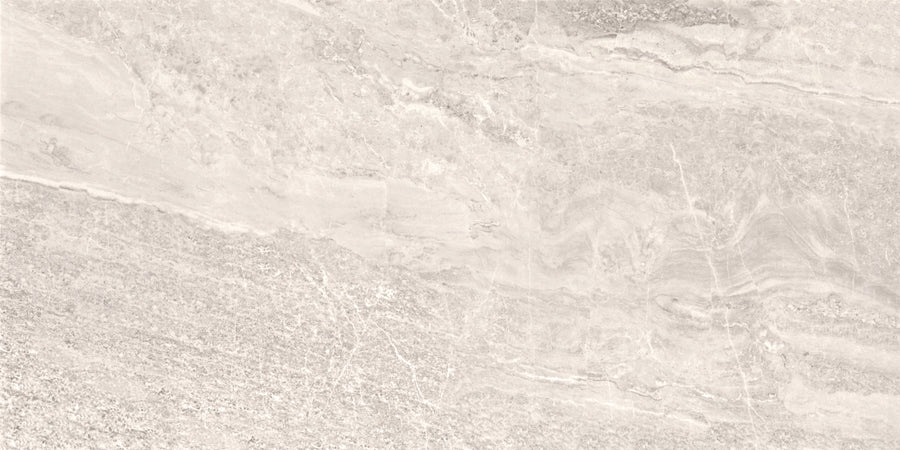 Veil 24" x 48" Tile features a white polished finish with subtle veining, offering a timeless and elegant look—ideal for luxury floors, feature walls, or elevating any interior design with refined sophistication.
