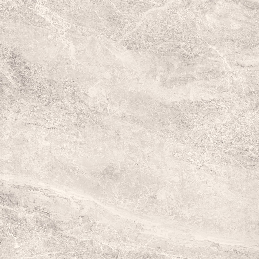 Veil 48" x 48" Tile in White Polished features a smooth, polished surface with natural stone patterns and subtle veining—ideal for luxurious, sophisticated flooring that offers timeless elegance.