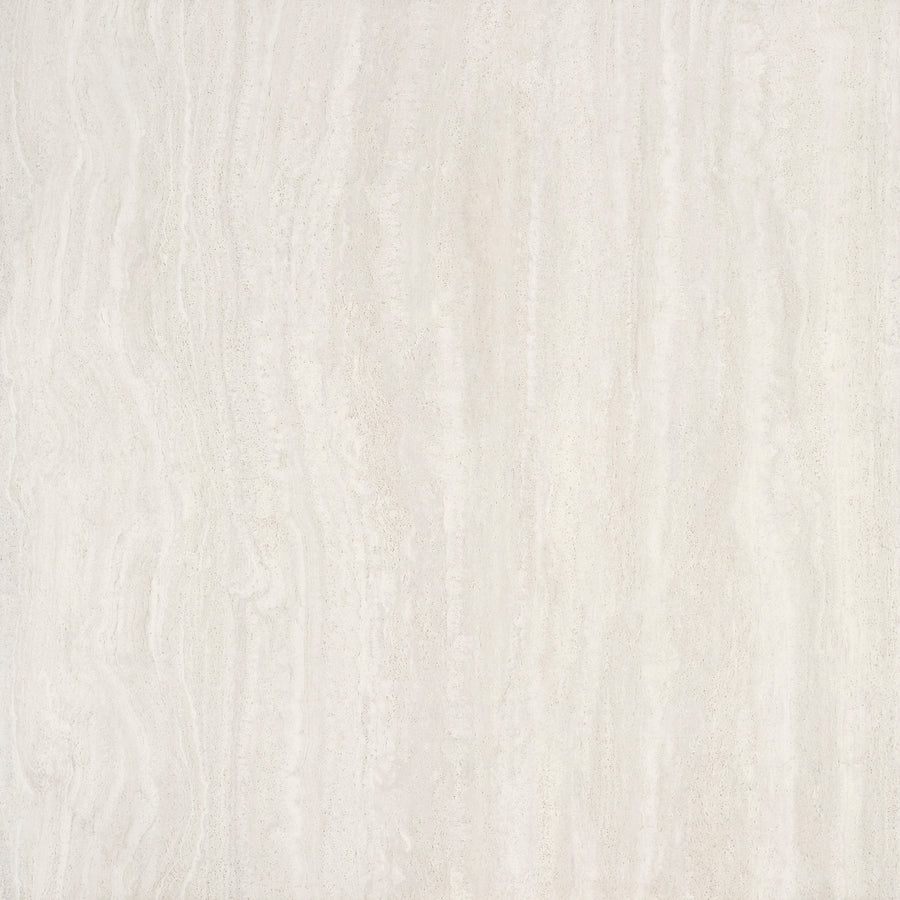The Dynasty 48" x 48" Rectified Tile in White Natural features a smooth surface with subtle wavy patterns and delicate veining, creating an elegant, modern look perfect for flooring or countertops in contemporary spaces.