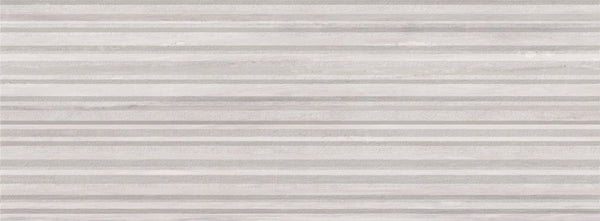Vertical stripes in soft gray and white form a refined pattern on the Lunara Comet 18