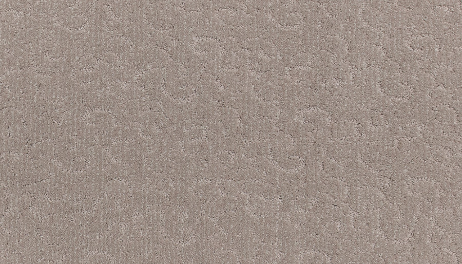 A close-up of Fleurious Pet Friendly Carpet in light beige, featuring a subtle swirling texture and premium comfort.