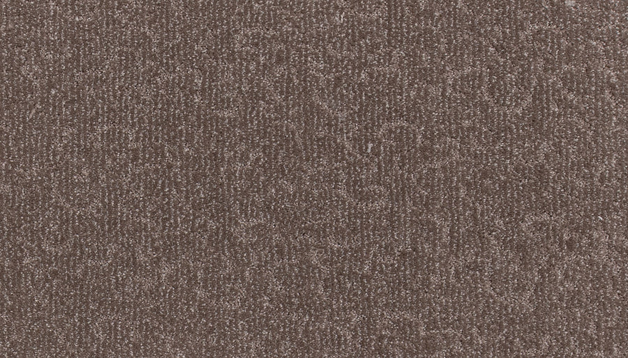 Close-up view of Fleurious Pet Friendly Carpet in brown, featuring a soft, textured surface with a subtle speckled pattern. The fibers create a plush feel and highlight the weave for luxurious comfort—perfect for pet owners.