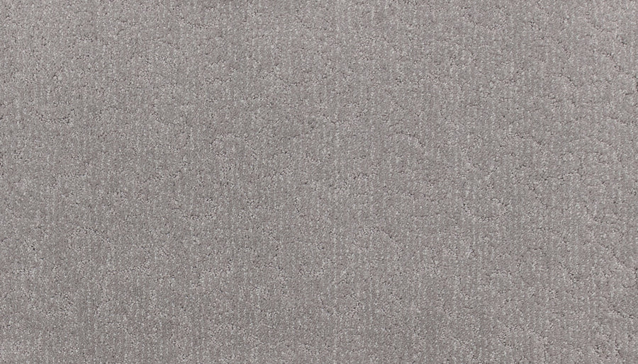 Close-up of Fleurious Pet Friendly Carpet in light gray, featuring small, dense fibers and a soft, slightly uneven texture for luxurious comfort.