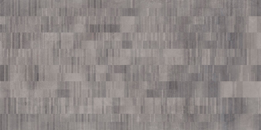 A textured background featuring an abstract pattern of small, rectangular tiles in varying shades of gray and muted purple, arranged in a grid and creating a modern, geometric mosaic effect.