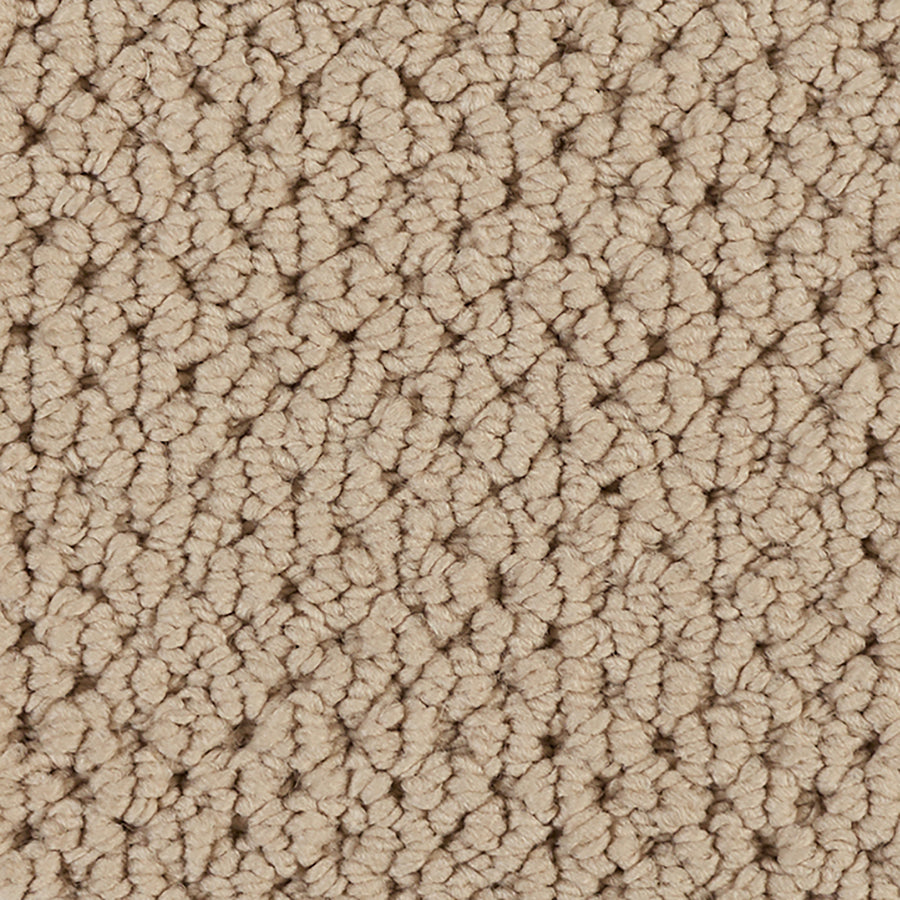 Close-up of Kinetic Detail Berber Carpet in beige, featuring tightly woven, rounded loop-pile texture for a soft, dense surface—ideal for modern interiors.