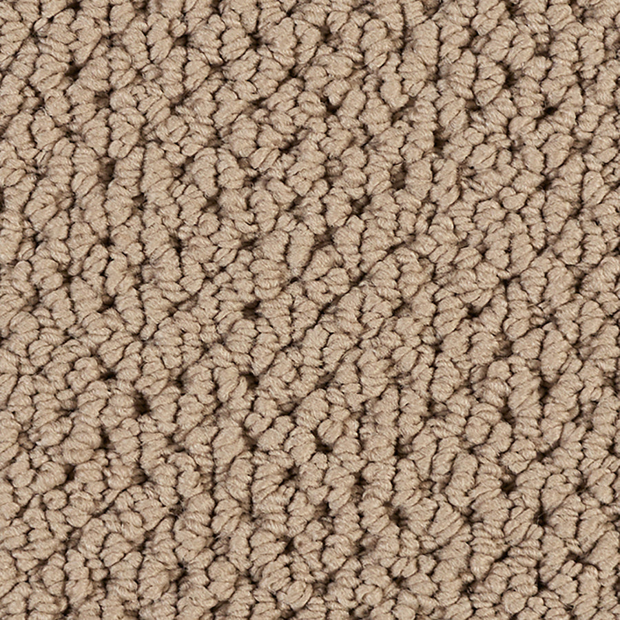 Close-up view of Kinetic Detail Berber Carpet showcasing tightly looped beige fibers for a soft, uniform texture—perfect for modern interiors.