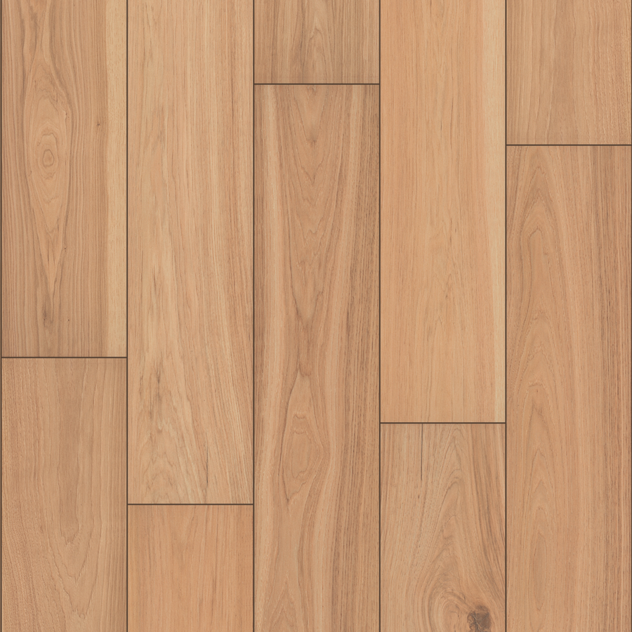 Revival 7 9/16" Waterproof Laminate in Natural features light brown planks with a natural grain, staggered design, and varied shades and knots for a warm, rustic look.