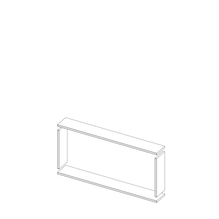 A line drawing shows the Boundless 28x12 Niche: a rectangular shower niche with two vertical side supports, a flat top and base, viewed at an angle. The empty niche is isolated against a white background.