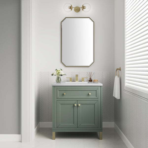 A modern bathroom features a Chicago 30