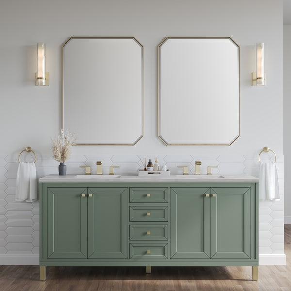 A modern bathroom boasts the Chicago 72