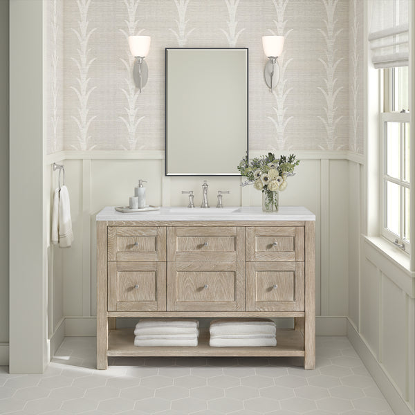 A bathroom features the Breckenridge 48