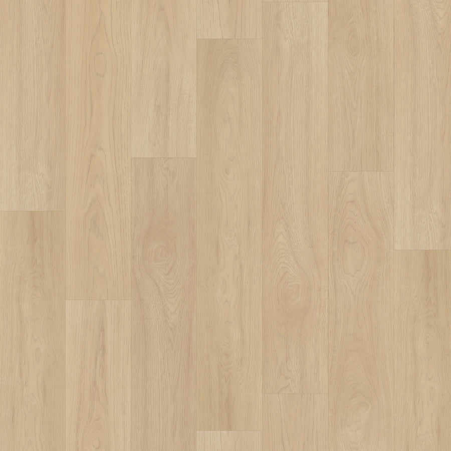 Woodstock Knoll 7.5" Laminate in SOFT OAK HICKORY features light wood aesthetics, subtle grain, and a staggered plank layout. Its scratch-resistant surface delivers a smooth, modern finish perfect for any space.