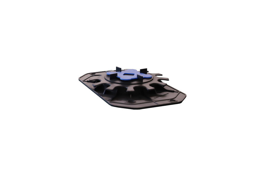 The Ardex TerraMaxx Pedestal is a black, angular plastic mechanical part with a blue center, designed for raised flooring support in roof terrace installations, shown against a white background.
