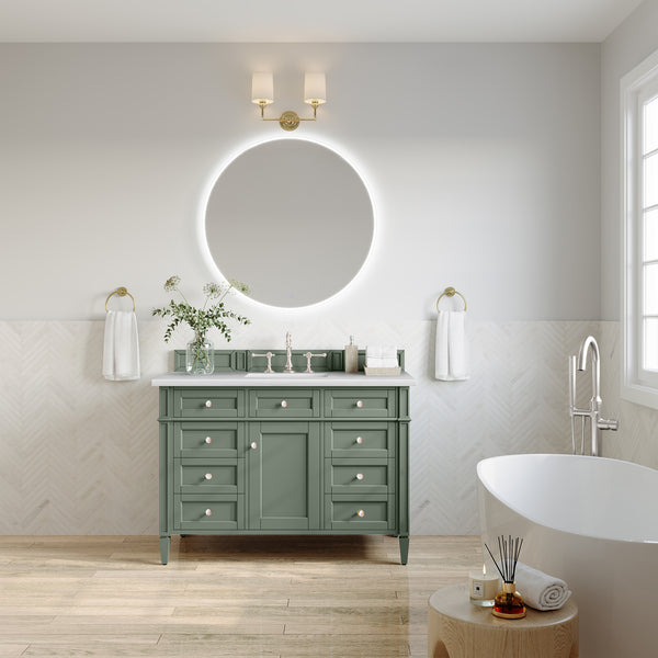 A modern bathroom showcases the Brittany 48