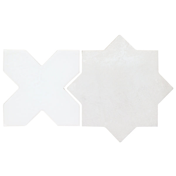 The Morocco Star & Cross Porcelain Tile features a white and grey matte finish, bringing premium design inspiration to any space.