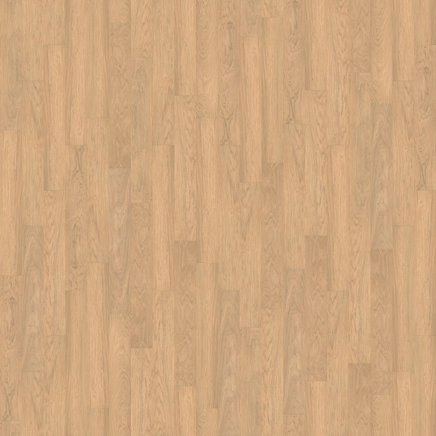Santa Cruz 9 3/8" Waterproof Laminate in Amber Retreat features light brown planks with a subtle grain and smooth, matte finish. Laid in a staggered pattern, it offers scratch resistance and lasting durability for a natural look.