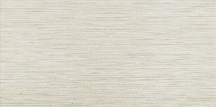 Crème textured surface with subtle, horizontal, wavy lines evenly spaced throughout—reminiscent of the Linea 12" x 24" Ceramic Tile—ideal for contemporary interiors seeking a soft, natural, and minimalistic aesthetic.