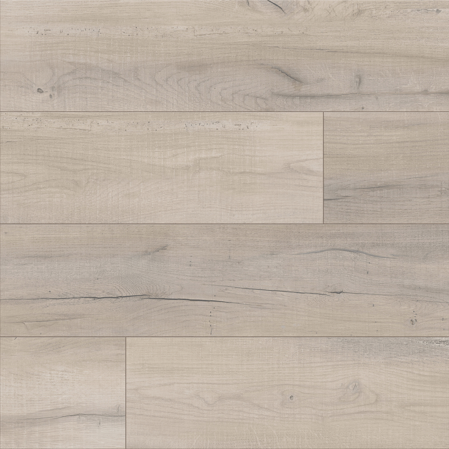 GrandStep 9" Vinyl Plank offers wide, light-colored planks with subtle grain, natural knots, and lines for a clean, modern look with rustic touches.