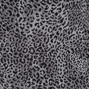 Close-up of Leopard Ax On Trend Carpet in Gray features irregular black and grey spots on a light grey background—a stylish, durable flooring inspired by natural leopard markings for modern interiors.