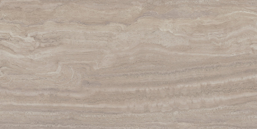 The Dynasty 24" x 48" Rectified Tile in Taupe Natural features layered, wavy veining for a textured, organic look, ideal for contemporary design.