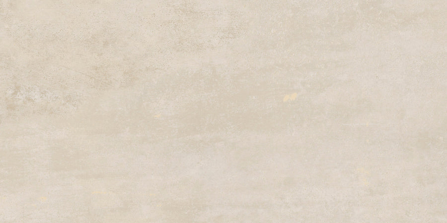 The Hans.A Rectified 12" x 24" Tile in Light features a subtly mottled, textured beige surface with faint patches and speckles, creating a rustic look ideal for seamless installation.