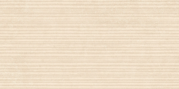 A beige background with subtle, uneven horizontal lines creates a soft, textured look on the Avanti 12x24 Willow Deco Rectified Glazed Porcelain Tile, adding rustic charm and a calming aesthetic to any space.