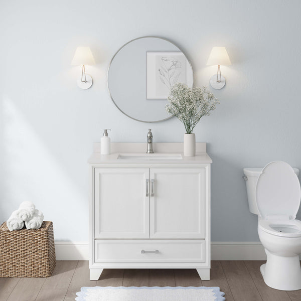 A modern bathroom showcases the Ashlow 36