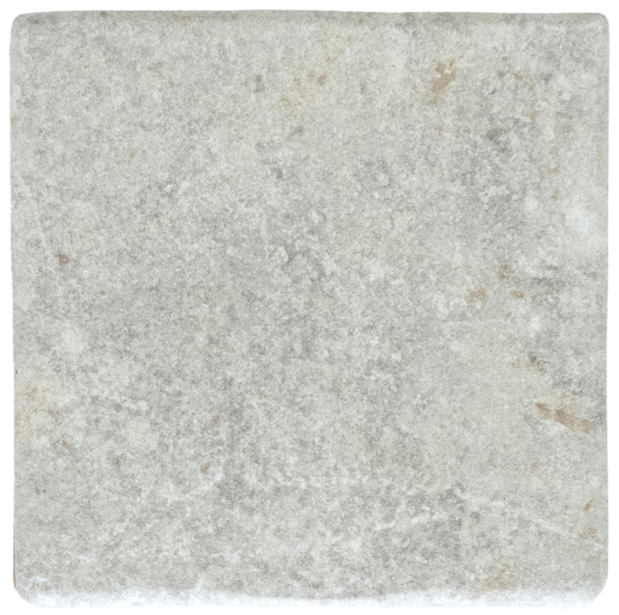 The Abbey Stone S 4.3" x 4.3" Ceramic Tile in Sintra features a square shape, light gray color with beige and white hints, and a textured, slightly uneven surface—ideal for elegant floors with a refined stone look.