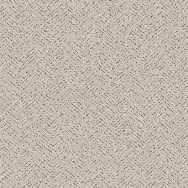 Close-up of Favoured Path Pet Friendly flooring in Almond Silk, featuring a light beige herringbone texture. Its woven, fabric-like look adds contemporary style and is ideal for modern spaces.