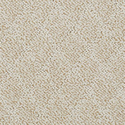 Close-up of the Fine Art On Trend Carpet in Antiquity—a light beige luxury carpet with a subtle diamond pattern and textured surface, adding contemporary elegance to any space. Crafted from premium materials.