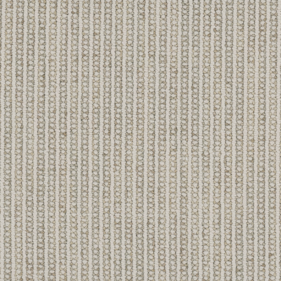 Close-up of Appealing Berber Carpet showcases textured fabric with vertical rows of tightly woven cream and light beige yarn, forming a striped, tactile pattern inspired by classic Berber design.
