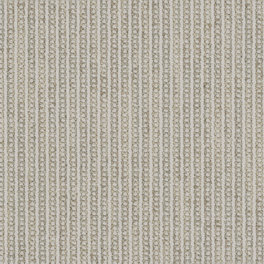 Close-up of the Appealing Berber Carpet, showcasing vertical rows of tightly woven beige and off-white fibers for a soft, neutral striped pattern that adds luxury and subtle texture to any space.