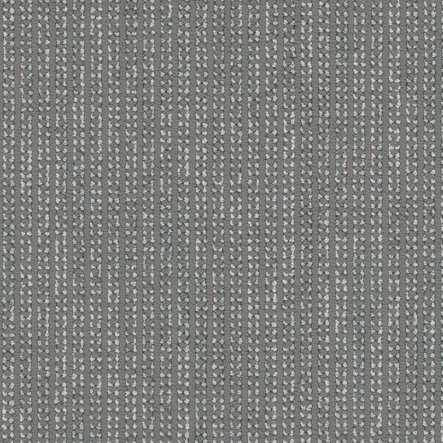 A close-up of the Appealing Berber Carpet in gray highlights its soft, woven surface with evenly spaced vertical dotted lines in lighter gray and white, creating a refined look and a sense of understated luxury.