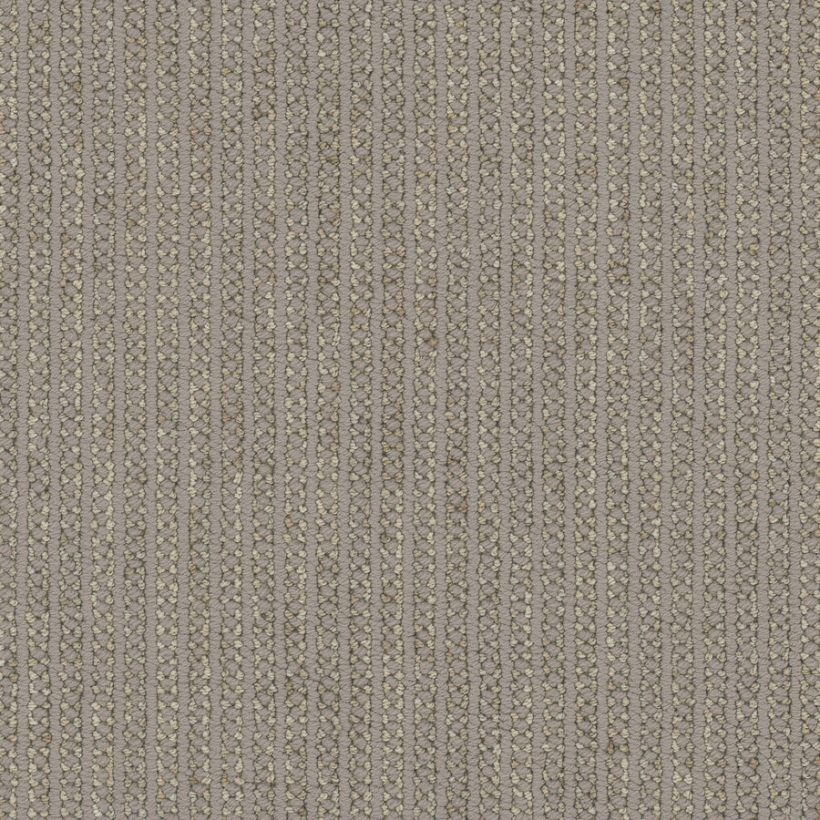 Close-up of Appealing Berber Carpet shows a textured, woven pattern with vertical beige and light brown lines. Its tightly knit design brings subtle, neutral-toned sophistication to any room.