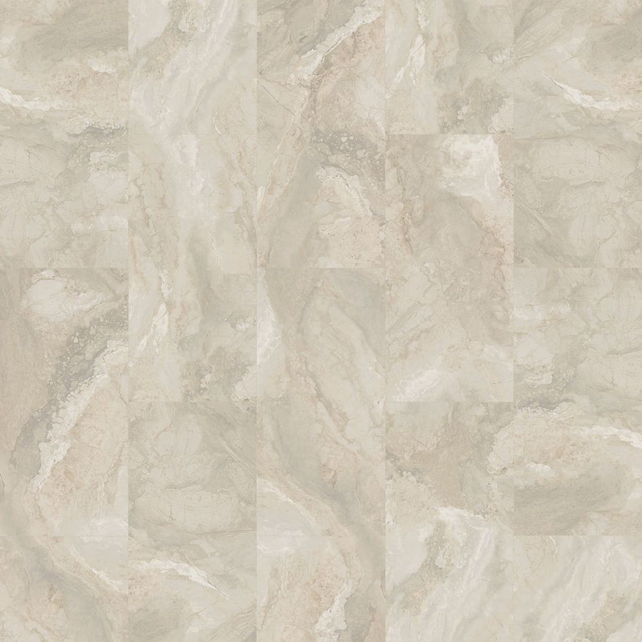 Gradient Arches 12.5" Luxury Vinyl Tile features a beige and light gray marble texture with natural wavy patterns, offering a durable and elegant stone-like look for flooring.