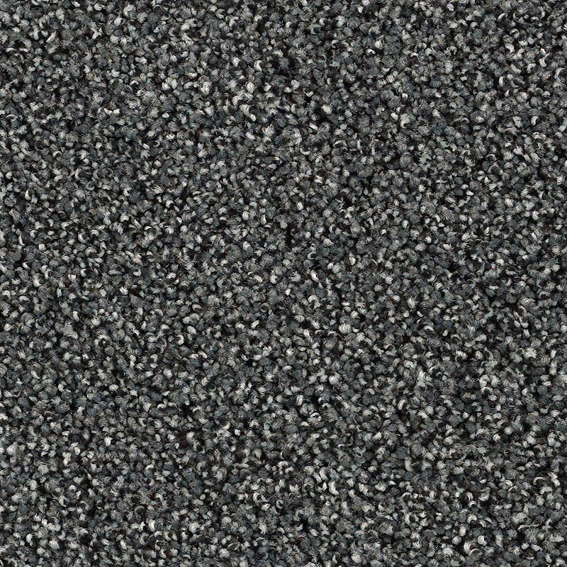 Close-up of Shaded Escape Family Friendly Carpet in Armanda, featuring tightly looped, durable fibers with a textured mix of medium and light gray tones.