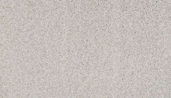 A close-up view of the Artisan Elements Family Friendly Carpet in Winter color, featuring a light gray tone with a textured finish and subtle specks—perfect for high-traffic spaces needing both durability and style.