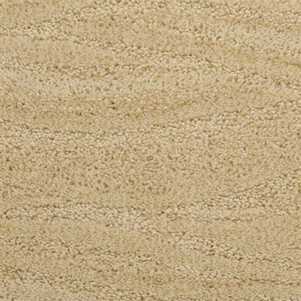Close-up of Taittinger On Trend Carpet in Ashbury color—this beige, textured luxury carpet features a soft, plush surface with subtle wavy patterns, making it perfect for durable flooring in high-traffic areas.