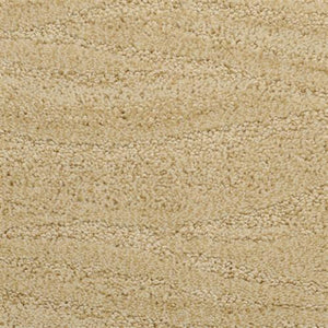 Close-up of Taittinger On Trend Carpet in Ashbury color—this beige, textured luxury carpet features a soft, plush surface with subtle wavy patterns, making it perfect for durable flooring in high-traffic areas.