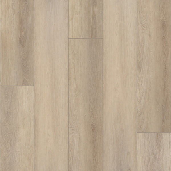 Coretec Plus Enhanced Vinyl features a light wood look with visible grain in a staggered plank layout. Its smooth, clean surface and natural appearance make it a versatile and stylish option for many interior designs.