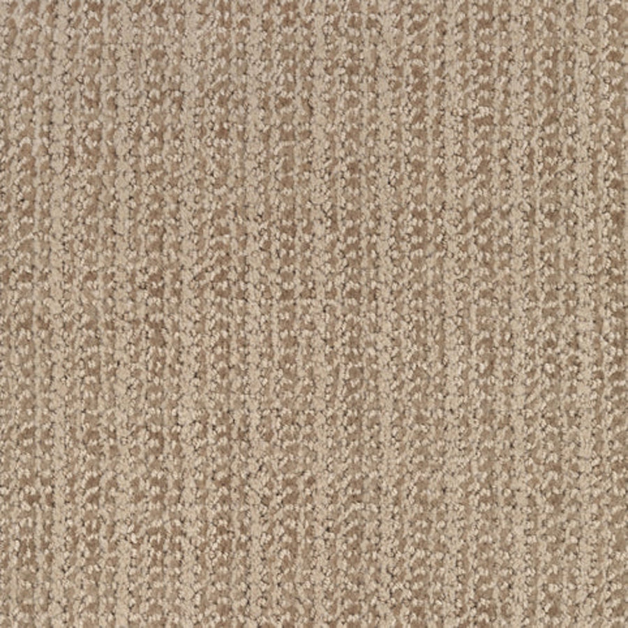 Close-up of Beguiling Berber Carpet in Autumn color, featuring soft beige fibers with a subtle linear pattern and textured surface for a premium, varied look.