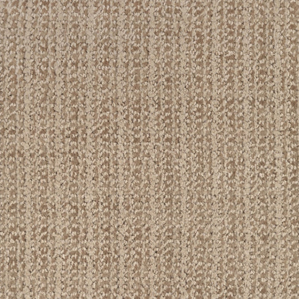 Close-up of Beguiling Berber Carpet in Autumn color, featuring soft beige fibers with a subtle linear pattern and textured surface for a premium, varied look.
