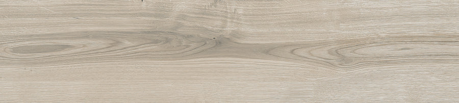 Sequoia 8x35 Wood Plank Tile in Ridge features light-colored wood tones with natural wood grain, knots, and subtle shade variations for a realistic rustic look in glazed porcelain.