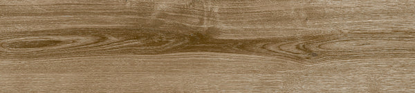 Close-up of Sequoia 8x35 Wood Plank Tile in Sierra, highlighting natural wood grain patterns and textures with swirling lines and oval knots in brown and beige shades.